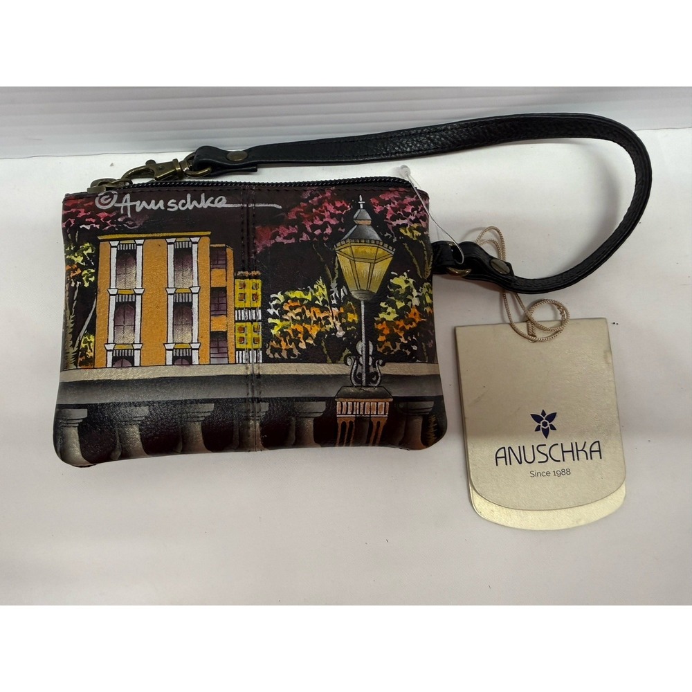 Anuschka Hand Painted Leather Zip-Around WRISTLET PARIS AT‎ NIGHT NWTS